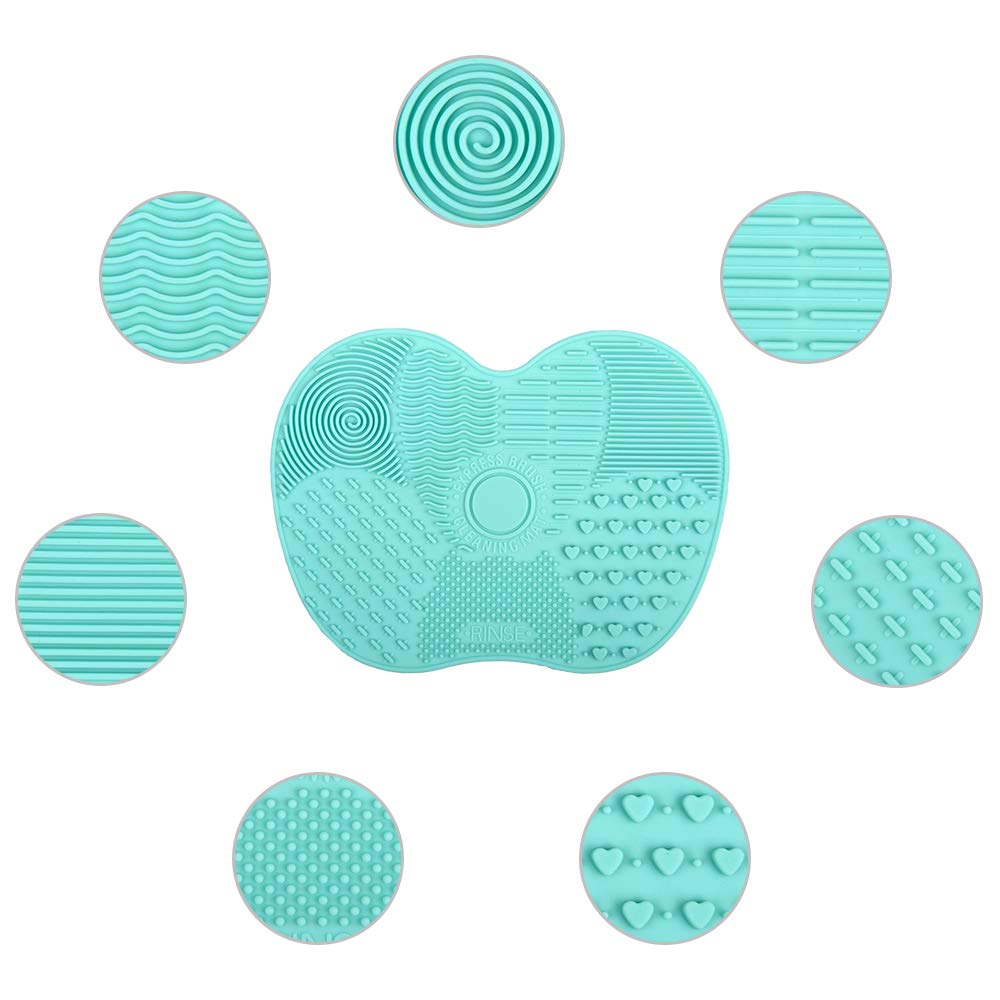 Tenmon Makeup Brush Cleaning Mat, Silicone, Suction Cup Portable Makeup Brush Cleaning Tool, 2 Colors, Small (Green): Beauty