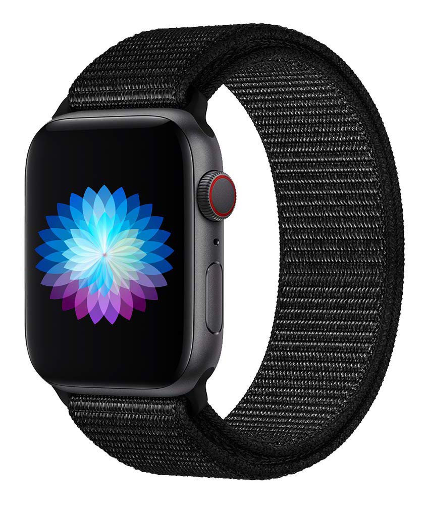 Replacement Band for Apple Watch 38mm 42mm 40mm 44mm Soft Nylon Strap for Women Men Compatible with iWatch Series 5 4 3 2 1 (Black, 42/44mm)