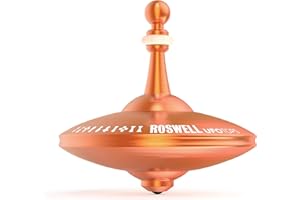PLEXITY LABS UFO Tops - Roswell | Metal Spinning Top | Inspired by The Documented 1947 UFO Sighting in Roswell, New Mexico (Desert Orange)