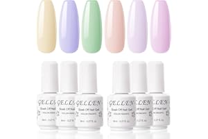 Gellen Gel Nail Polish Set- Spring Pastel 6 Colors Pink Gel Polish, Nude Purple Green Summer Nail Art Gel Polish - Popular Home/Salon DIY Gel Manicure Set