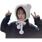 Women Bear Hat Cute Animal Trapper Hat Girl Winter Earflap Beanie Warm Tropper Windproof Hooded Hat Headwear