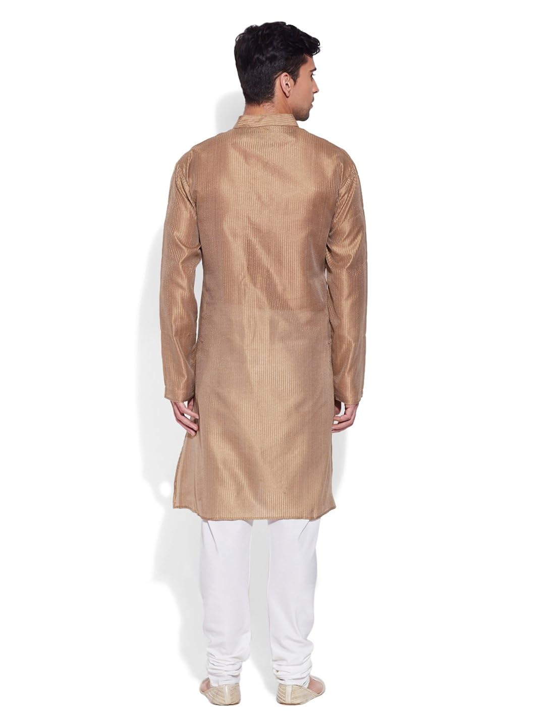 very me men's designer beige faux silk textured long kurta