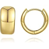 CyxenNova Chunky Gold Thick Hoop Earrings for Women, 18k Gold Plated Lightweight Hypoallergenic Huggie Hoops, Trendy Jewelry for Women