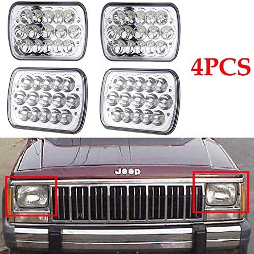 4PCS Rectangular 7x6 Inch LED Headlights Bulb Sealed Beam H6014 H6052 H6053 H6054 Projector lens For 86-95 Jeep Wrangler JK YJ CJ TJ MJ XJ