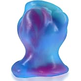 OXBALLS Popper Pig-Hole Large Marshmallow Tunnel Plug - Hollow Silicone Design with Ribbed Interior, Textured Outer Bumps, Flared Lip Tip, and Wide Base for Stretch and Extended Wear - Unicorn, Jumbo
