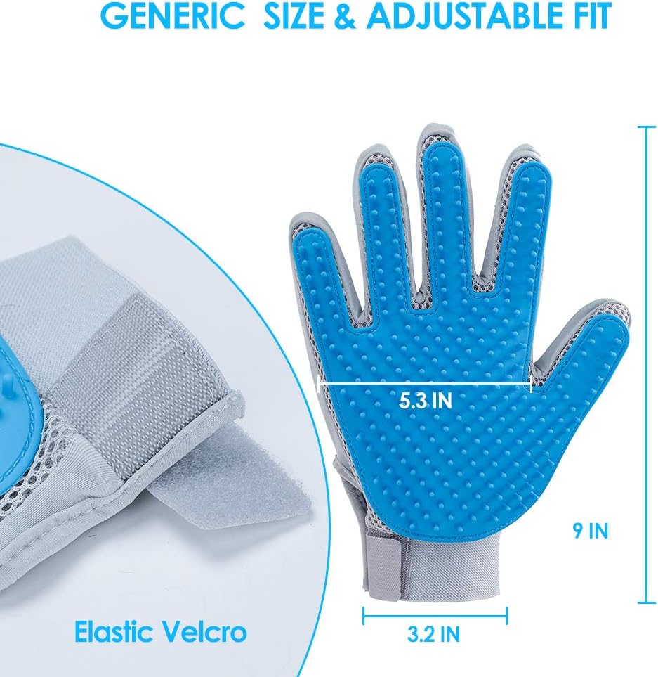 2020 New Pet Hair Remover Gloves for Furniture, Pet Grooming Gloves Hair Removal for Dogs & Cats, 2 in 1 Function of Pet Deshedding & Hair Remover Glove with Five Finger Design, 1 Pair