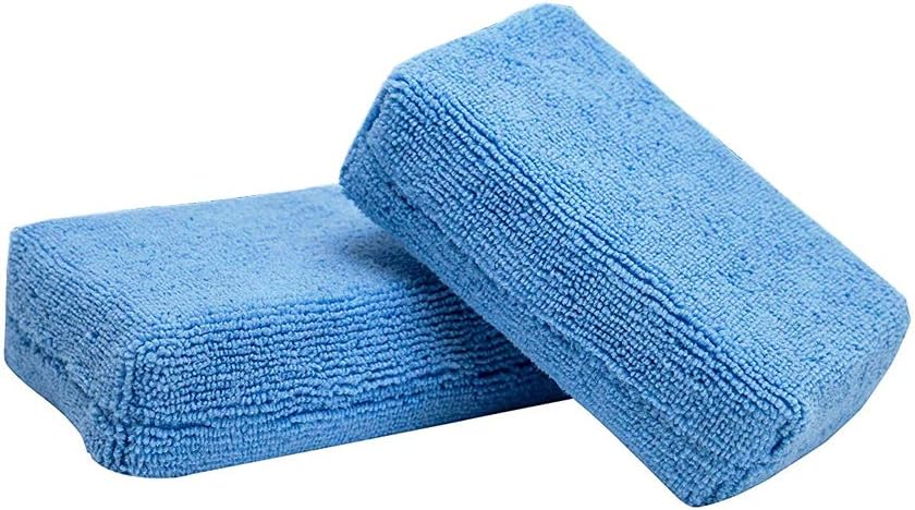 Ouken Microfiber Ultra Soft Applicator Foam Tool Sponge Block Car Protection Tool Car Wax Applicator Pad for Hand Polish 2Sets Blue