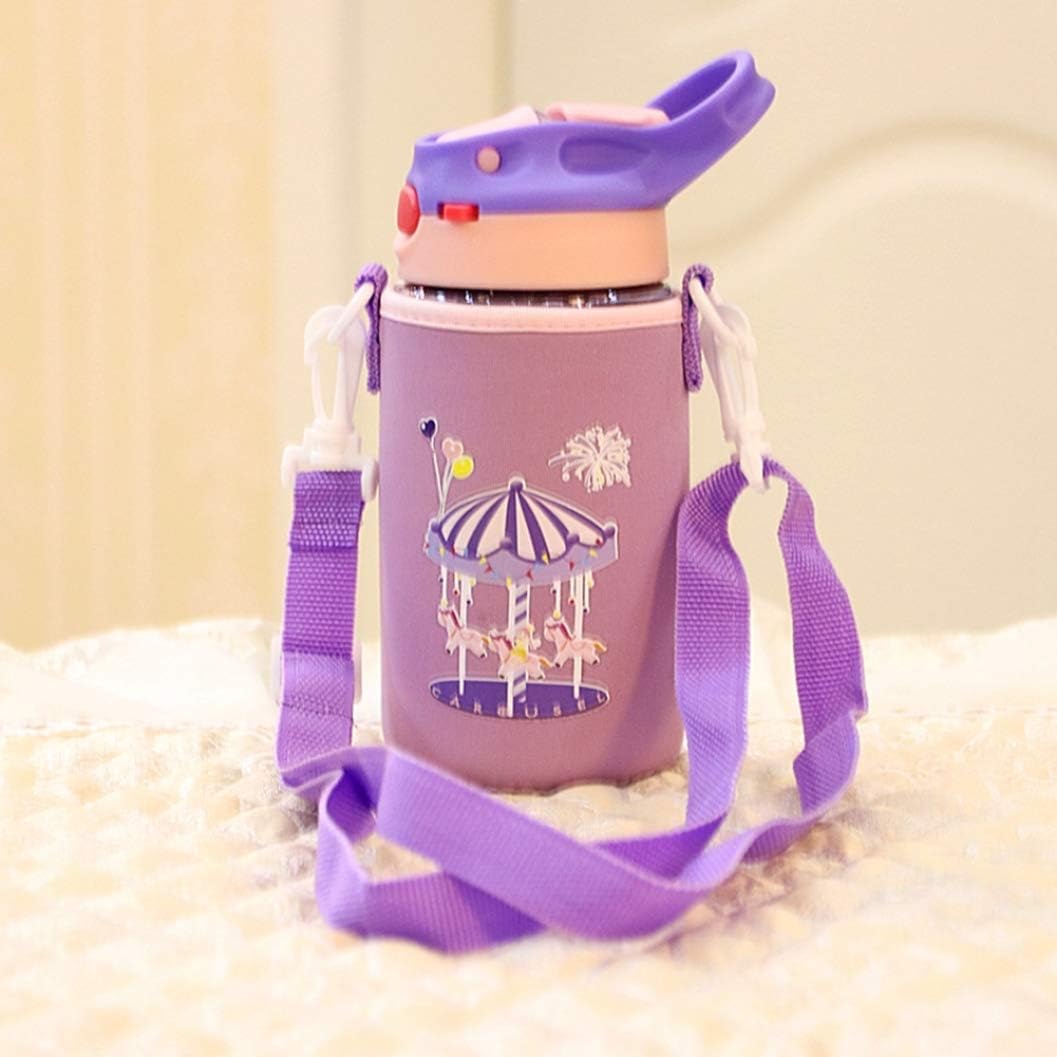 Amazon ウォーターボトル 水筒 キッズ 子供用 460ml おしゃれ かわいい 男女兼用 大人用 カバー付き ベルト付き 幼稚園 学校 遠足 持ち運び便利 ストロー付き ピンク グリーン ブルー イエロー 水筒 マグボトル オンライン通販