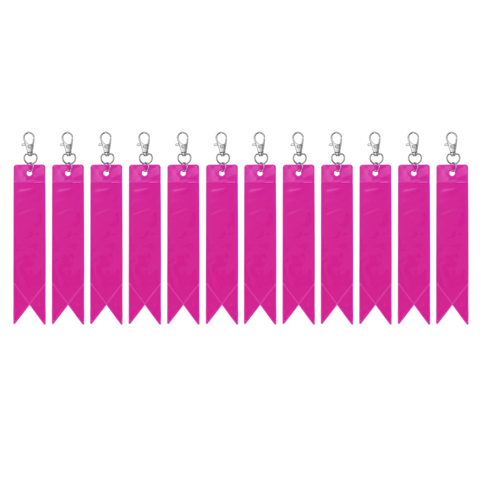 PATIKIL Reflective Keychain Tags, 12 Pack Safety Reflector Tag Reflective Pendant PVC Reflector Gear Keychain for Backpack Cycling Walking, Pink