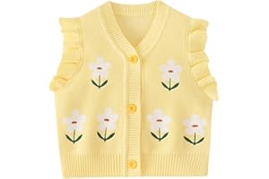 Mud Kingdom Toddler Little Girls Sweater Vest Knitted Sleeveless Button Down V-Neck Spring Autumn