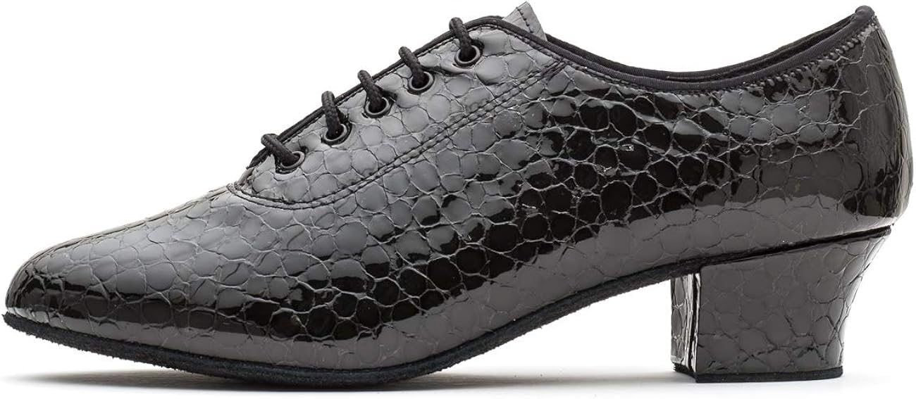 Katz Dancewear Ladies Black Reptile Print Suede Sole Lace Up Practice