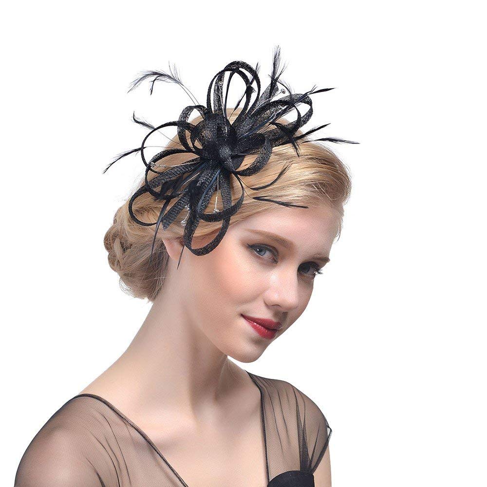 Buy Jys Apparel Feather Fascinators Hat Flower Mesh Ribbons