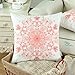 CaliTime Pack of 2 Cozy Fleece Throw Pillow Cases Covers for Couch Bed Sofa Vintage Mandala Snowflake Floral 18 X 18 Inches Peach Pink