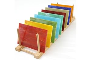 Wecrejoni 9 Sheets Stained Glass Sheets 4 x 6 inch Mosaic Glass Stained Glass Supplies Opaque Assorted Colors for Stained Glass Projects and Mosaics (H-15)