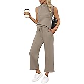 WIHOLL Beach Vacation Clothes for Women 2 Piece Travel Airport Outfits Fashion 2025 Comfy Summer Matching Sets Women Clothing Tropical Wide Leg Pants Lounge Sets Pjs Coffee S