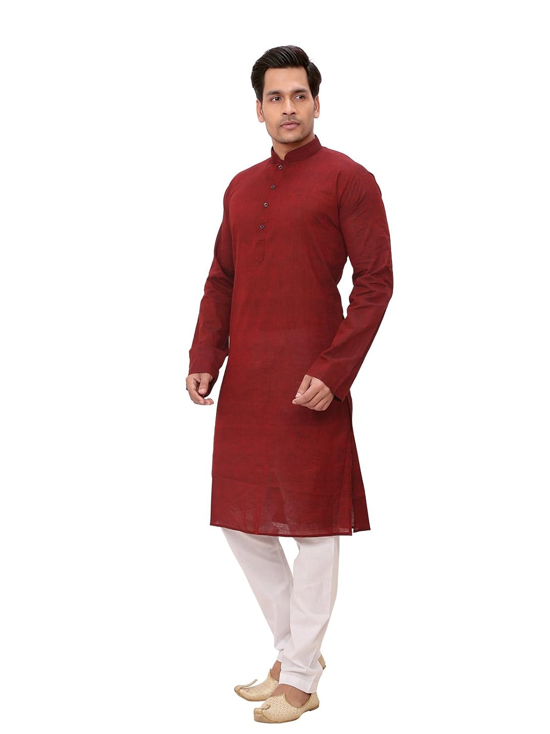 a.b.c. garments maroon south cotton kurta pyjama set for men