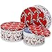 Gift Boutique Christmas Nesting Cookie Tin Boxes with Metal Lid Cover, Set Of 3 Holiday Treat Goody Containers Party Favor Supplies: Red Santa and Candy Cane Design