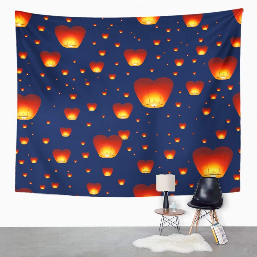Houlor Night Sky Tapestry Chinese Lanterns
