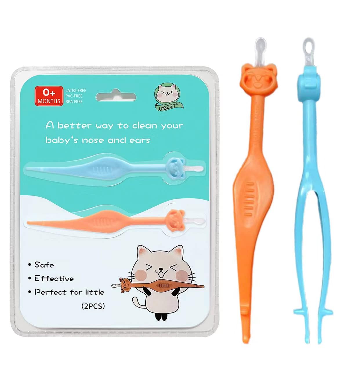 Two Pack 3 in 1 Baby Nose and Ear Gadget, Safe Baby Nose and Ear Cleaner, Nose Cleaning Tweezers for Infants and Toddlers