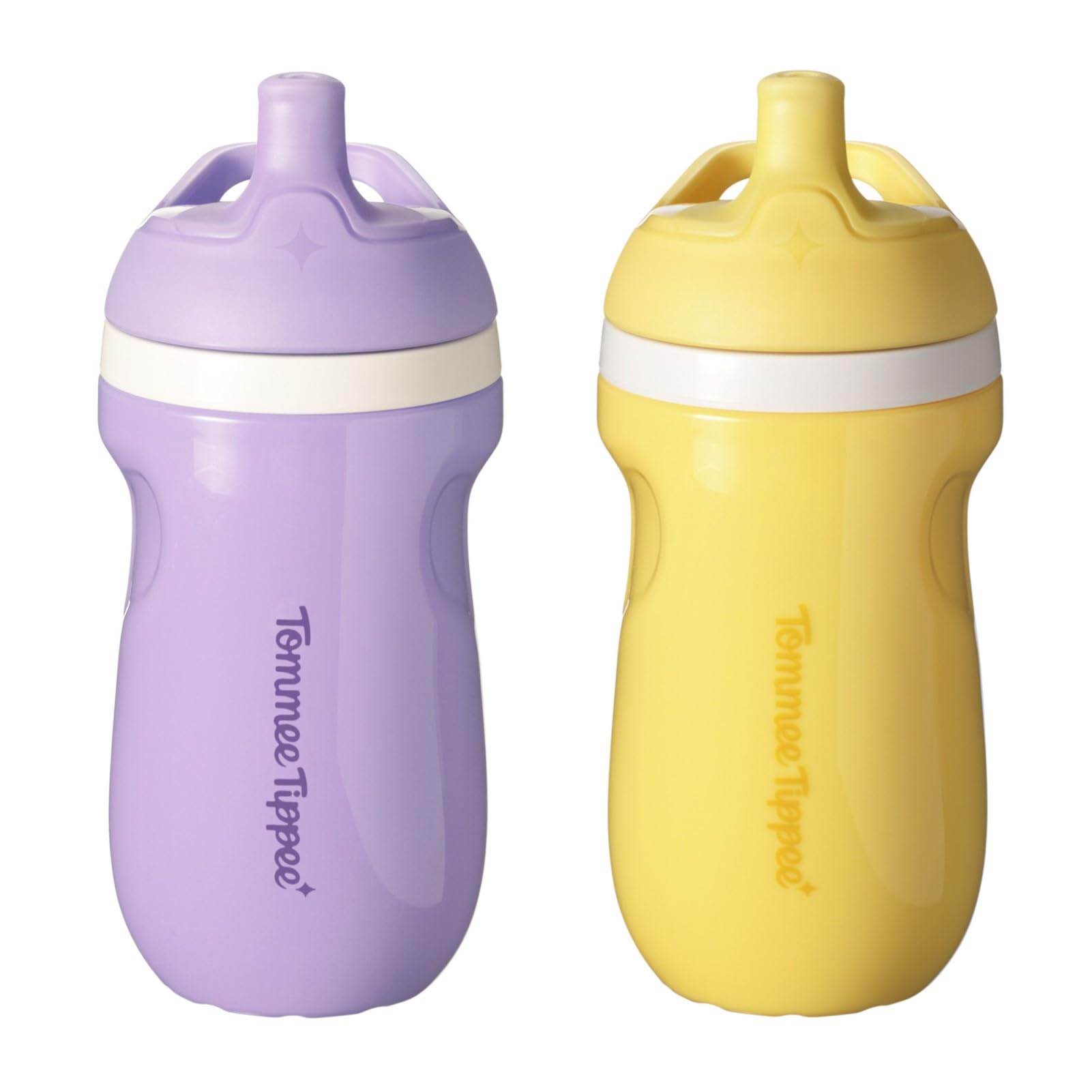 Photo 1 of Tommee Tippee Insulated 9oz Sporty Spout Toddler Water Bottle, No Spill, Sippy Cups for Toddlers 1-3, Two-Piece Valve Helps Stop Spills, Yellow & Purple, BPA Free, Pack of 2