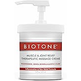 BIOTONE Muscle and Joint Relief Therapeutic Massage Cream 16 oz, with Natural Botanicals of, Glucosamine, Arnica, Boswellia and Devil's Claw to Alleviate Discomfort and Aching Muscles.