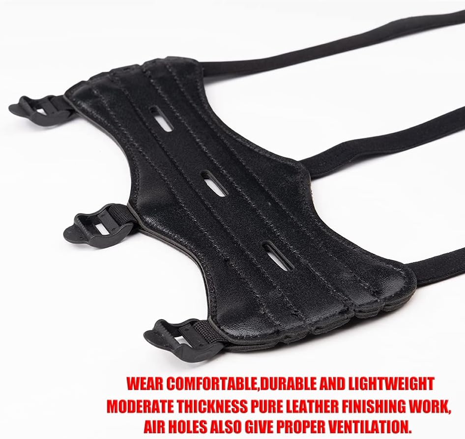 LOKHEIRA ARCHERY Archery Arm Guard, Leather Forearm Protector w/Bow Adjustable 3-Strap Buckles for Shooting Hunting Practice(1 Sets) : Sports & Outdoors