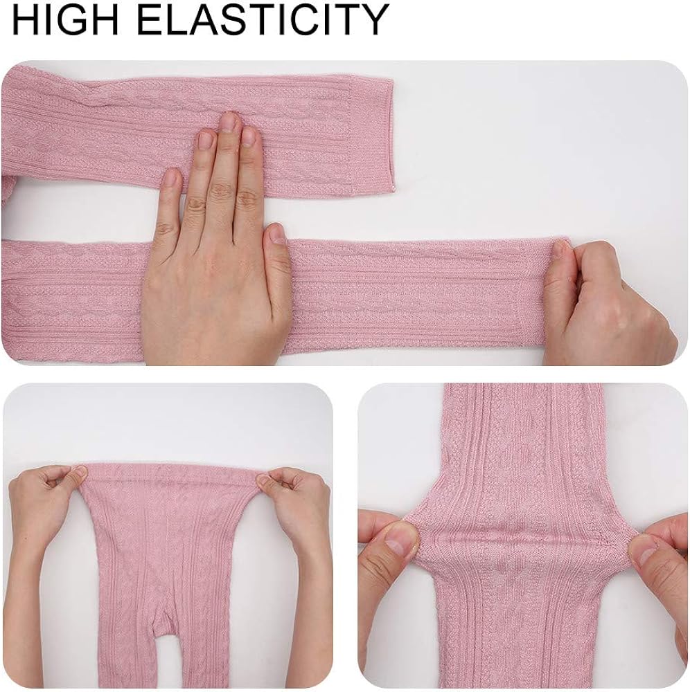 Girls Leggings Baby Toddler Tights Stockings Cable Knit Cotton Pants - 4 Pack Footless Tights & 4 Pairs Socks: Clothing