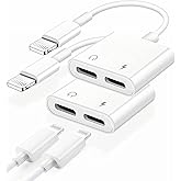 CHAOPAI 2PACK Dual Lightning Headphone Adapter for iPhone Splitter Audio and Charge Support All iOS System Compatible with iPhone 14/13/12/11/XS/XR/8/7/6
