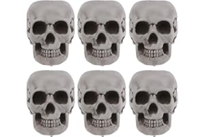 Amosfun Simulated Skull 6Pcs Realistic Grey Plastic Decoration for Halloween Parties Theme Events and Home Decor