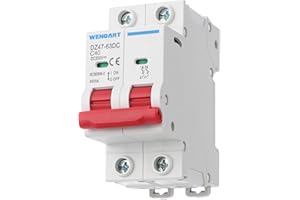 Wengart DC Miniature Circuit Breaker DZ47-63Z, 500V 2 Poles 10-63A for Battery and Solar PV Systems, DIN Rail Mount Disconnec