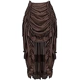frawirshau Women's Steampunk Victorian Skirt Pirate Ruffle High Low Skirts Cosplay Costume