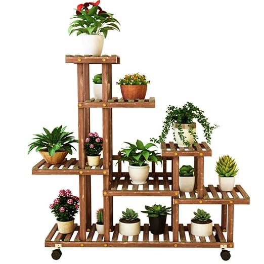 7 Niveles Soporte De La Planta Planta De Madera Natural En Rack ...