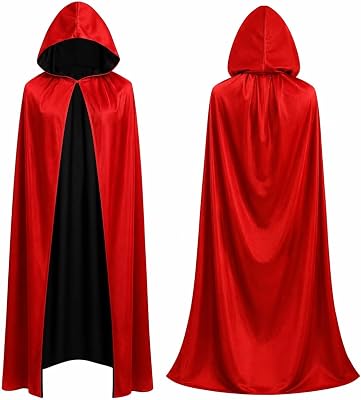 Umhang rot & schwarz mit Kapuze - für Halloween & Fasching & Karneval Vampir Kostüm für Kinder & Erwachsene, Beidseitig