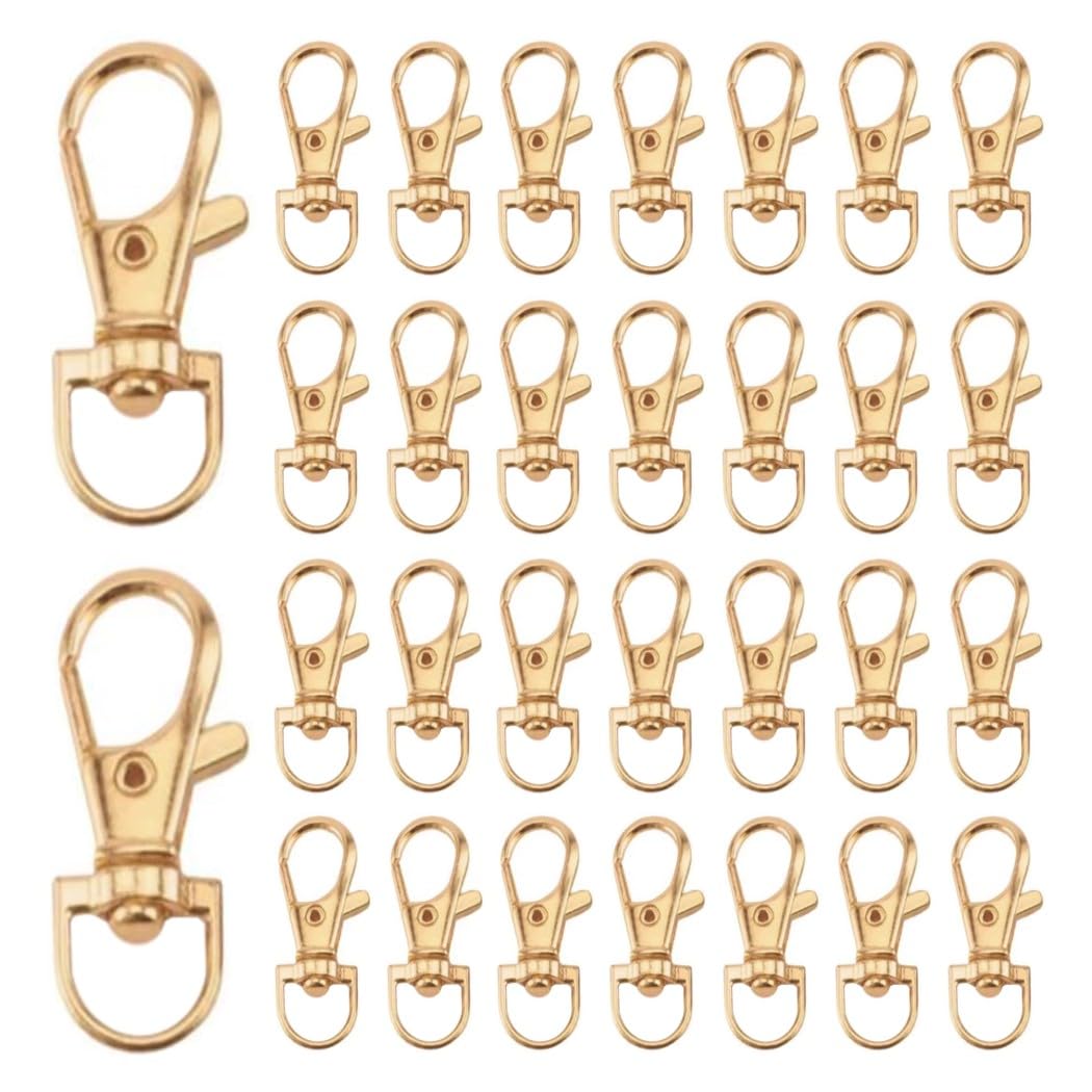 HappyHome ナスカン キーホルダー金具 50個セット 全長36mm 内径10mm 回転フック アクセサリ金具 亜鉛合金製 (ゴールド) の商品画像