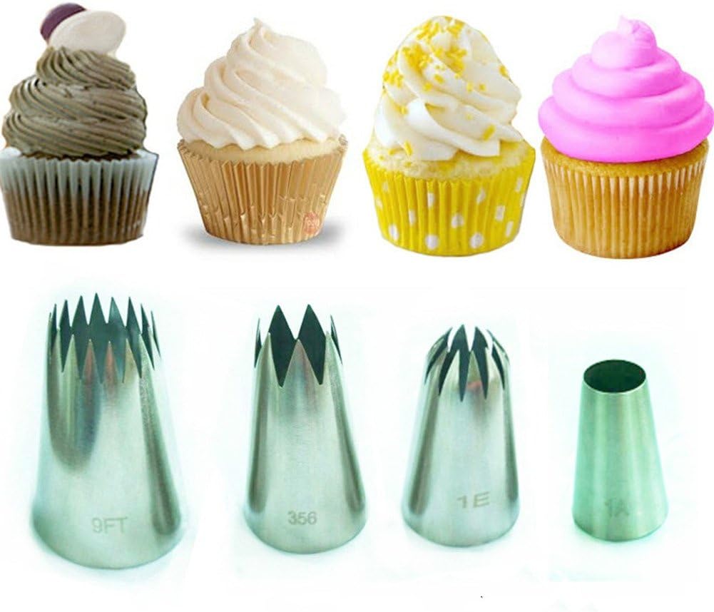 4PCS Big Cream Icing Piping Nozzles Cake Baking Pastry Tools Stainless Steel Decorating Tips Set Bakeware