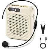 Voice Amplifier for Teachers, Portable Bluetooth Microphone Speaker, USB-C Rechargeable, Wired Headset Mic, Classroom &amp; Tour Guides, Outdoor Voice Projection, Fitness &amp; Presentation Friendly