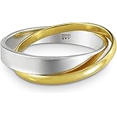 AeraVida Eternal Two Tone Interconnected Gold Plated .925 Sterling Silver Ring | Classic Wedding Rings For Women | Casual Comfort Fit Silver Rings for Women | Couple Unisex Rings | Sterling Silver Rings Sizes 6-9