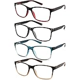 Readersoul 4-Pack Reading Glasses Blue Light Blocking for Men,Comfort Lightweight Eyeglasses Flexible Spring Hinge,Anti Eyestrain/Glare Filter UV Ray Computer Readers(1.5X)