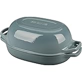 EDGING CASTING Enameled Cast Iron Oval Dutch Oven Pot with Lid, Dutch Oven for Sourdough Bread Baking, Oval Bread Pan, Bread Oven, Bread Dutch Oven, 7qt, Seasalt