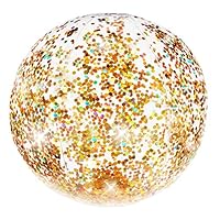 PoolCandy Gold Holographic Glitter Beach Ball - Inflatable Jumbo Beach Ball - Glitter Sparkles and Shines in the Sun - Pool, Beach, and Toy Decoration Float