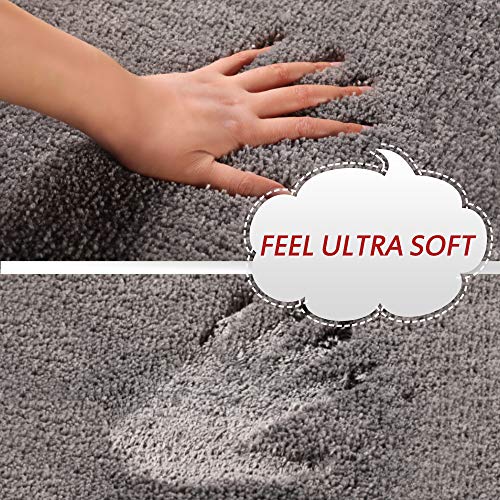 RJUN Bathroom Rug Non Slip Bath Mat Water Absorbent Soft Microfiber Shaggy Bathroom Mat, 16"x24", Machine Washable Bath Rug, Perfect Plush Carpet Mats for Tub, Shower, and Bath Room (16"x24", Gray) - Thumbnail 4