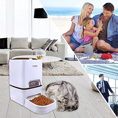 Automatic Dog Feeder Iseebiz 6 Liter Automatic Pet Feeder Food Dispenser for Dog Cat with Voice Recorder 4 Meal Timer Programmable Medium and Large Pet - Thumbnail 6