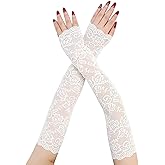 UV Protection Lace Arm Sleeves, Women's Floral Lace Sleeves Hollow Out Long Sunscreen Gloves Fingerless Driving Gloves