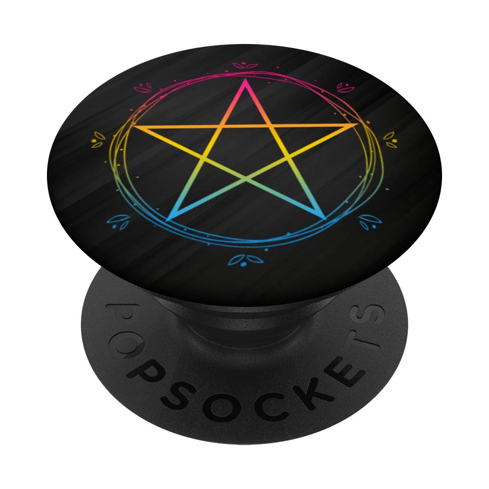Pansexual Pentagram Wiccan Pagan Pan Pride Flag Boho Floral PopSockets PopGrip: Swappable Grip for Phones & Tablets
