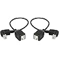 SinLoon USB 2.0 Type-B Printer Cable, 2-Pack USB B Female to Left Angle & Right Angle B Male Printer Extension Cable, for Scanner, Mobile HDD and More (L-R)