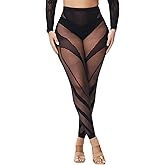 XIUSEMY Woman High Waist Patterned Tights Fishnet Stockings Curve Strips Pantyhose for Women