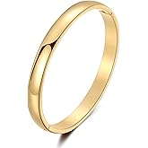 Yifulove Simple Smooth Bangle Bracelets 7.5inch For Men Women Jewelry Present 18K Gold Classic Bracelet