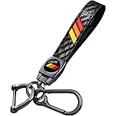 Annloysky Tri-Color Sports Carbon Fiber Leather Metal Car Key Chain Keyring Accessories, Keychain Keyring Family Present Car Accessories