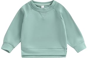 Lukivech Toddler Baby Boy Girl Clothes Solid Color Crewneck Sweatshirt Long Sleeve Pullover T Shirt Tops Fall Winter Outfit