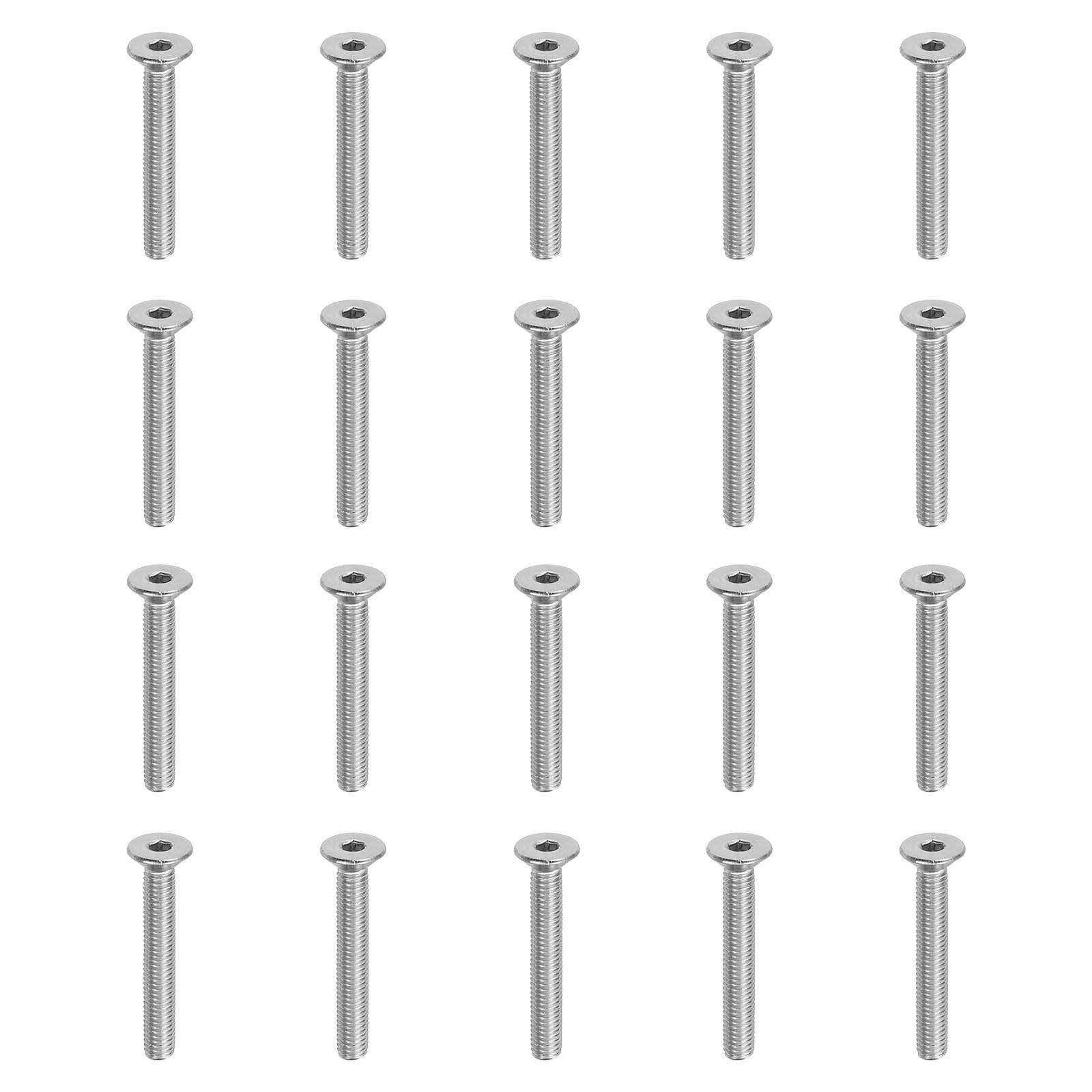 PATIKIL M5 x 35 mm Flat Head Socket Cap Screws, 20 Pack 304 Stainless Steel 18-8 Machine Screws Flat Countersunk Bolts Hex Socket Drive Full Thread Grade 6.8 — image 1
